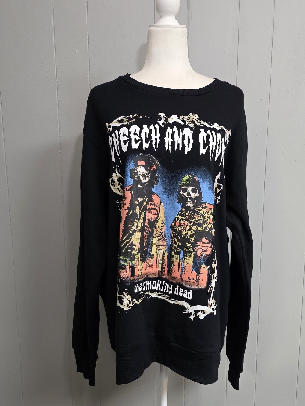 Cheech & Chong Unisex The Smoking Dead Black Sweatshirt Size L